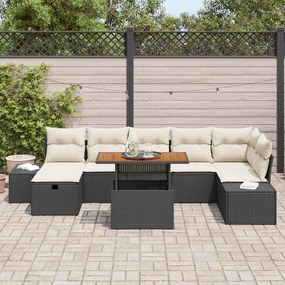 vidaXL Σετ Καναπέ Κήπου με μαξιλάρι 8 pcs Μαύρο συνθετικό ρατάν