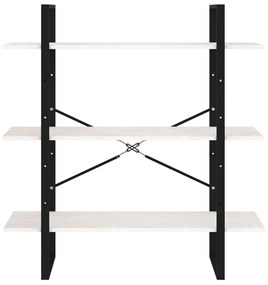 vidaXL Βιβλιοθήκη με 3 Ράφια Λευκή 100x30x105 εκ από Μασίφ Ξύλο Πεύκου