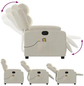 vidaXL Πολυθρόνα Μασάζ Ανακλινόμενη Κρεμ Βελούδινη
