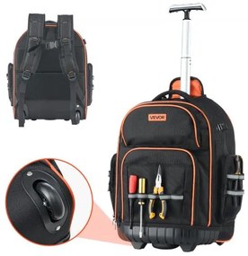 VEVOR Rolling Tool Backpack 45 Pockets Heavy Duty Roller Tool Bag on Wheels