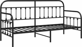 vidaXL Σκελετός κρεβατιού ημέρας Μαύρο 75 x 190 cm