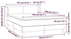 Κρεβάτι Boxspring με Στρώμα Taupe 140x200 εκ. Υφασμάτινο - Μπεζ-Γκρι