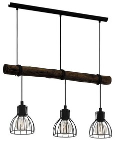 Φωτιστικό Οροφής-Ράγα 'Horningtops' 43352 Natural-Black Eglo Μέταλλο,Ξύλο