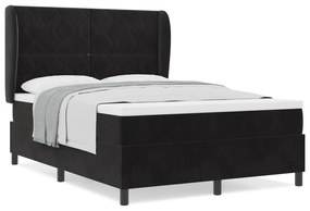 vidaXL Κρεβάτι με Στρώμα  Μαύρο 140x200 εκ Βελούδο