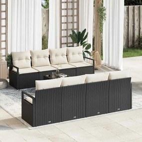 vidaXL Σετ Καναπέ Κήπου 7 pcs Μαύρο, Κρέμα 55 x 55 x 37 εκ