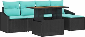 vidaXL Σετ Καναπέ Κήπου 6 pcs Μαύρο και Τυρκουάζ