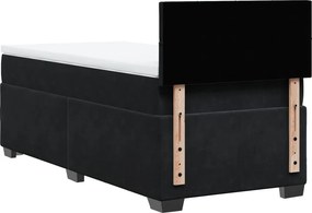 vidaXL Κρεβάτι Boxspring με Στρώμα Μαύρο 80 x 200 εκ. Βελούδινο