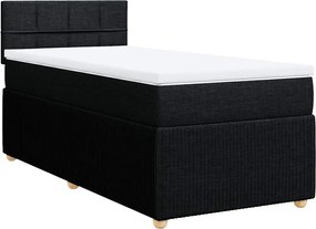vidaXL Κρεβάτι Boxspring με Στρώμα Μαύρο 80 x 200 εκ. Υφασμάτινο