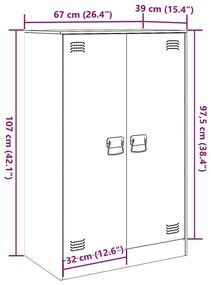 Μπουφές Λευκός 67x39x107 εκ. από Ατσάλι - Λευκό