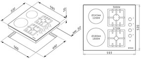 Εστία κεραμική &amp; Γκαζιού Pyramis (2+2) Cast Iron