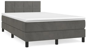 Κρεβάτι Boxspring με Στρώμα Σκούρο Γκρι 120x190 εκ. Βελούδινο