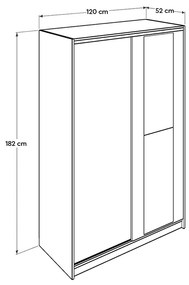 Ντουλάπα ρούχων Slide Megapap συρόμενη με καθρέφτη σε χρώμα sonoma 120x52x182εκ.
