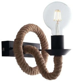 Φωτιστικό Τοίχου - Απλίκα I-Rope-AP1 Natural-Black Luce Ambiente Design Σχοινί,Μέταλλο