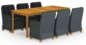 vidaXL Σετ Τραπεζαρίας Κήπου 7 Τεμαχίων Σκούρο Γκρι