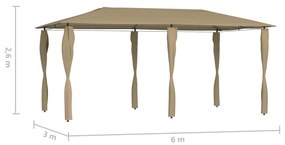 Κιόσκι με Καλύμματα Στύλων Taupe 2,98x5,3x2,59 μ. 160 γρ./μ² - Μπεζ-Γκρι