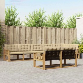 vidaXL Σειρά Καναπέ Εξωτερικού με μαξιλάρι 8 pcs Λευκό και Μπεζ