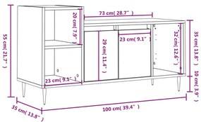 Έπιπλο Τηλεόρασης Μαύρο 100x35x55 εκ. Επεξ. Επεξεργασμένο Ξύλο - Μαύρο