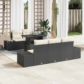 vidaXL Σετ Καναπέ Κήπου 6 pcs Μαύρο και κρεμ 100 x 55 x 73 εκ