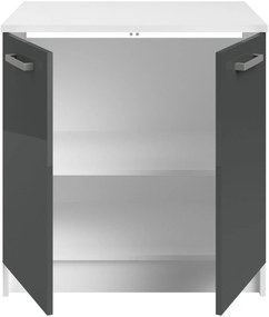 Επιδαπέδιο ντουλάπι Jeden 80 2D-Γκρι Γυαλιστερό - Λευκό