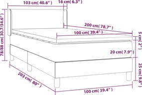 vidaXL Κρεβάτι Boxspring με Στρώμα Taupe 100 x 200 εκ. Υφασμάτινο
