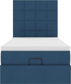 vidaXL Οθωμανικό κρεβάτι με στρώμα μπλε 90x190cm ύφασμα