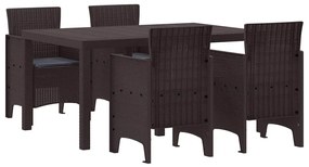 vidaXL Σέτ φαγητού για κήπο 5 pcs Καφέ Rattan Polt