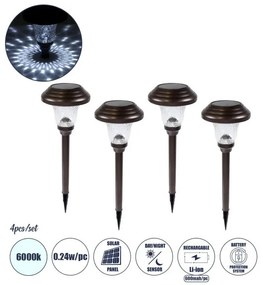 4Τμχ Αυτόνομα Ηλιακά Φωτιστικά 6000K Φ12 IP65 ABS Καφέ 69927 Globostar-69927-Μπρονζέ 69927