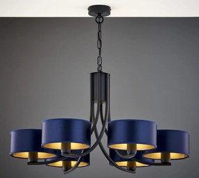 Κρεμαστό Πολύφωτο Arthur Φ78cm Μαύρο με Μπλε Ύφασμα