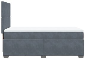 Κρεβάτι Boxspring με Στρώμα Σκούρο Γκρι 100x200 εκ. Βελούδινο - Γκρι