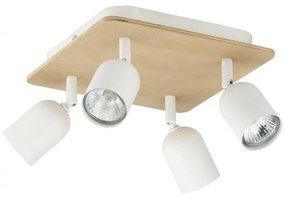 Σποτ Φωτιστικό Οροφής με ξύλο τετράφωτο TOP WOOD TK Lighting 3297 Λευκό