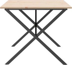 vidaXL Τραπέζι Τραπεζαρίας Πλαίσιο Χ Μασίφ Πεύκο/Ατσάλι