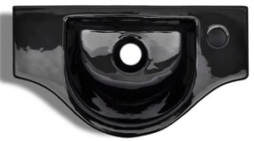Νιπτήρας Μπάνιου με Οπή Βρύσης Μαύρος Κεραμικός - Μαύρο