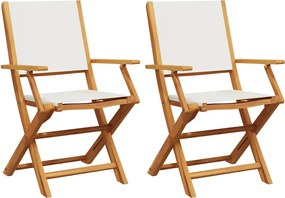 vidaXL Καρέκλες Κήπου 2τεμ. Κρεμ Λευκό Μασίφ Ακακία &amp; Ύφασμα