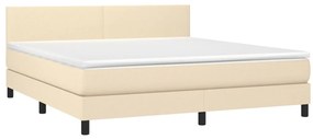 vidaXL Κρεβάτι Boxspring με Στρώμα Κρεμ 180x200 εκ. Υφασμάτινο