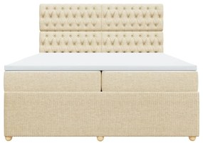 vidaXL Κρεβάτι Boxspring με Στρώμα Κρεμ 200x200 εκ. Υφασμάτινο