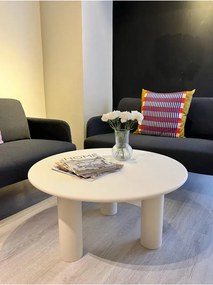 Stewehome Τραπέζι σαλονιού από MDF μοντέρνο στρογγυλό Κρεμ 80x80 cm