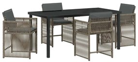 vidaXL Σέτ φαγητού για κήπο 5 pcs Γκρι συνθετικό ρατάν