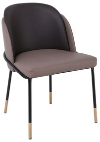 WOODWELL ΕΜ177,1SELECT Καρέκλα Τραπεζαρίας- Κουζίνας, Μέταλλο Βαφή Μαύρο, Pu Cappuccino-Σκούρο Καφέ 54x58x78cm ΕΜ177,1
