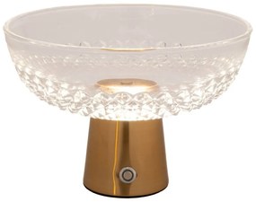 Μπωλ Σε Βάση Με Λάμπα USB 88502 27x20cm Clear-Gold Γυαλί