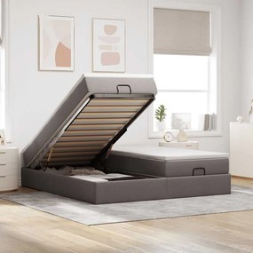 vidaXL Οθωμανικό κρεβάτι με στρώματα Taupe 200x200cm ύφασμα