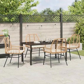 vidaXL Σέτ φαγητού για κήπο 5 pcs Καφέ συνθετικό ρατάν