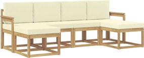vidaXL Σειρά Καναπέ Εξωτερικού 6 pcs Λευκό και Κρεμ Πολυεστέρας