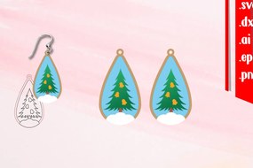 Σετ των 3 Intra απο ξύλο plywood 3mm-4mm πάχος Χριστουγεννιάτικα Σκουλαρίκια|Σκουλαρίκι με κομμένο και σκοράρισμα Δίασταση 3x3 cm INTRAFABR-109918322