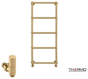 Thermo ADELPHI Θερμαινόμενη πετσετοκρεμάστρα από ανοξείδωτο χάλυβα με υδραυλική λειτουργία 115,2x49cm Brushed Brass Gold PVD