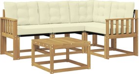 vidaXL Σειρά Καναπέ Εξωτερικού με μαξιλάρι 5 pcs Λευκό και Κρεμ