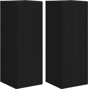vidaXL Ντουλάπι Τηλεόρασης Τοίχου 2 pcs Μαύρο Επεξεργασμένο Ξύλο