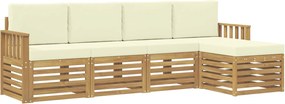vidaXL Σειρά Καναπέ Εξωτερικού 5 pcs Λευκό και Κρεμ