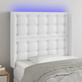 Κεφαλάρι Κρεβατιού LED Λευκό 103x16x118/128 εκ. Συνθετ. Δέρμα 3124133