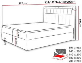 Κρεβάτι continental Baltimore 131, Μονόκλινο, Continental, Άσπρο, 120x200, Τάβλες για Κρεβάτι, 122x217x123cm, 132 kg, Στρώμα: Ναι | Epipla1.gr