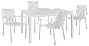 Set 5 pieces with Table 140x80x75.5 &amp; Aluminum chairs in White color